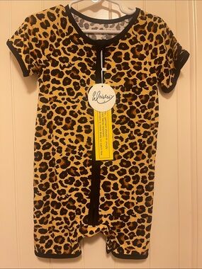 Bamboo 3t Kids' Leopard Print Short Sleeve Romper - Yellow/Black